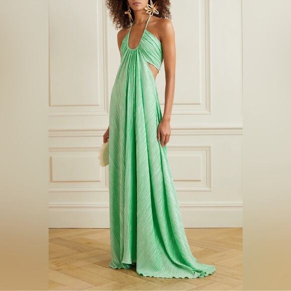 LOVESHACKFANCY Julissa Pleated Halter Maxi Dress - Picture 2 of 10